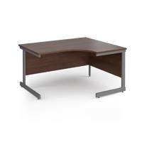 Contract 25 right hand ergonomic desk with graphite cantilever leg 1400mm - walnut top