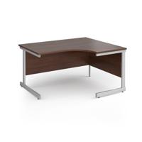 Contract 25 right hand ergonomic desk with silver cantilever leg 1400mm - walnut top