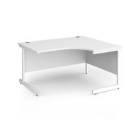 Contract 25 right hand ergonomic desk with white cantilever leg 1400mm - white top