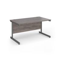 Contract 25 straight desk with graphite cantilever leg 1400mm x 800mm - grey oak top