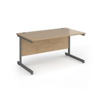 Contract 25 straight desk with graphite cantilever leg 1400mm x 800mm - kendal oak top