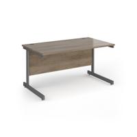 Contract 25 straight desk with graphite cantilever leg 1400mm x 800mm - nebraska oak top