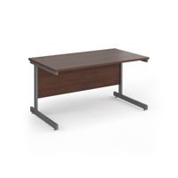 Contract 25 straight desk with graphite cantilever leg 1400mm x 800mm - walnut top