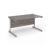 Contract 25 straight desk with silver cantilever leg 1400mm x 800mm - grey oak top
