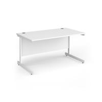Contract 25 straight desk with white cantilever leg 1400mm x 800mm - white top