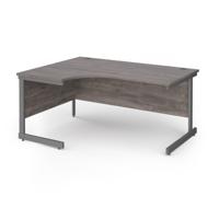 Contract 25 left hand ergonomic desk with graphite cantilever leg 1600mm - grey oak top