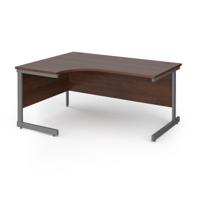 Contract 25 left hand ergonomic desk with graphite cantilever leg 1600mm - walnut top
