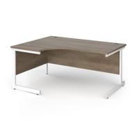 Contract 25 left hand ergonomic desk with white cantilever leg 1600mm - nebraska oak top