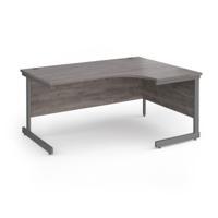 Contract 25 right hand ergonomic desk with graphite cantilever leg 1600mm - grey oak top