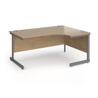 Contract 25 right hand ergonomic desk with graphite cantilever leg 1600mm - kendal oak top