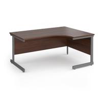 Contract 25 right hand ergonomic desk with graphite cantilever leg 1600mm - walnut top