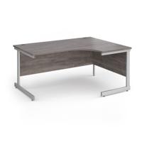 Contract 25 right hand ergonomic desk with silver cantilever leg 1600mm - grey oak top