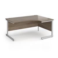 Contract 25 right hand ergonomic desk with silver cantilever leg 1600mm - nebraska oak top