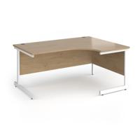 Contract 25 right hand ergonomic desk with white cantilever leg 1600mm - kendal oak top