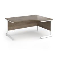 Contract 25 right hand ergonomic desk with white cantilever leg 1600mm - nebraska oak top
