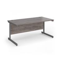 Contract 25 straight desk with graphite cantilever leg 1600mm x 800mm - grey oak top