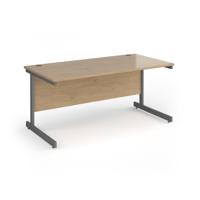 Contract 25 straight desk with graphite cantilever leg 1600mm x 800mm - kendal oak top