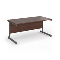 Contract 25 straight desk with graphite cantilever leg 1600mm x 800mm - walnut top