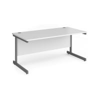 Contract 25 straight desk with graphite cantilever leg 1600mm x 800mm - white top