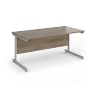 Contract 25 straight desk with silver cantilever leg 1600mm x 800mm - nebraska oak top