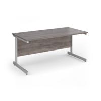 Contract 25 straight desk with white cantilever leg 1600mm x 800mm - grey oak top