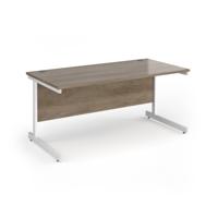 Contract 25 straight desk with white cantilever leg 1600mm x 800mm - nebraska oak top
