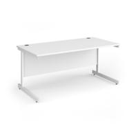 Contract 25 straight desk with white cantilever leg 1600mm x 800mm - white top