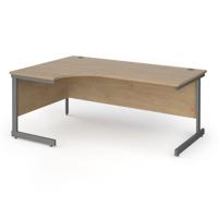 Contract 25 left hand ergonomic desk with graphite cantilever leg 1800mm - kendal oak top