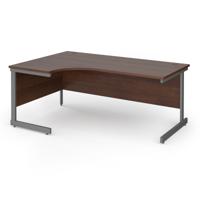 Contract 25 left hand ergonomic desk with graphite cantilever leg 1800mm - walnut top
