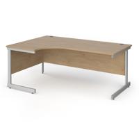 Contract 25 left hand ergonomic desk with silver cantilever leg 1800mm - kendal oak top