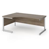 Contract 25 left hand ergonomic desk with silver cantilever leg 1800mm - nebraska oak top