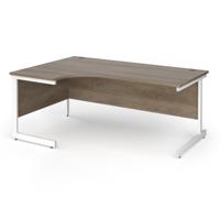 Contract 25 left hand ergonomic desk with white cantilever leg 1800mm - nebraska oak top