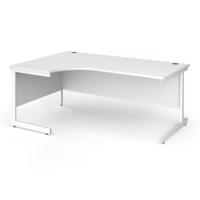 Contract 25 left hand ergonomic desk with white cantilever leg 1800mm - white top