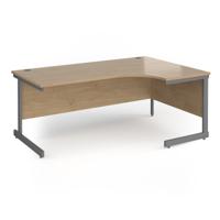 Contract 25 right hand ergonomic desk with graphite cantilever leg 1800mm - kendal oak top