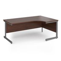 Contract 25 right hand ergonomic desk with graphite cantilever leg 1800mm - walnut top