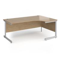 Contract 25 right hand ergonomic desk with silver cantilever leg 1800mm - kendal oak top