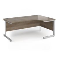 Contract 25 right hand ergonomic desk with silver cantilever leg 1800mm - nebraska oak top