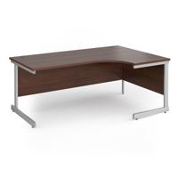 Contract 25 right hand ergonomic desk with silver cantilever leg 1800mm - walnut top