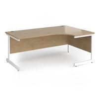 Contract 25 right hand ergonomic desk with white cantilever leg 1800mm - kendal oak top