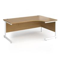 Contract 25 right hand ergonomic desk with white cantilever leg 1800mm - oak top
