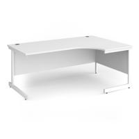 Contract 25 right hand ergonomic desk with white cantilever leg 1800mm - white top