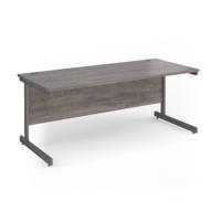 Contract 25 straight desk with graphite cantilever leg 1800mm x 800mm - grey oak top