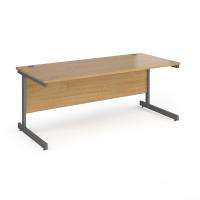 Contract 25 straight desk with graphite cantilever leg 1800mm x 800mm - oak top