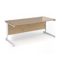 Contract 25 straight desk with white cantilever leg 1800mm x 800mm - kendal oak top