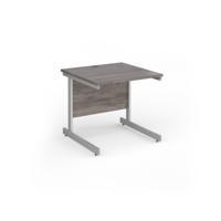 Contract 25 straight desk with silver cantilever leg 800mm x 800mm - grey oak top