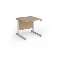 Contract 25 straight desk with silver cantilever leg 800mm x 800mm - kendal oak top