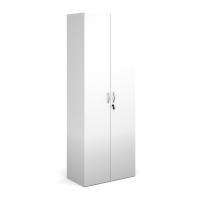 Contract double door cupboard 2030mm high with 4 shelves - white