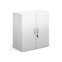 Contract double door cupboard 830mm high with 1 shelf - white