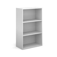 Contract bookcase 1230mm high with 2 shelves - white