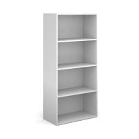 Contract bookcase 1630mm high with 3 shelves - white